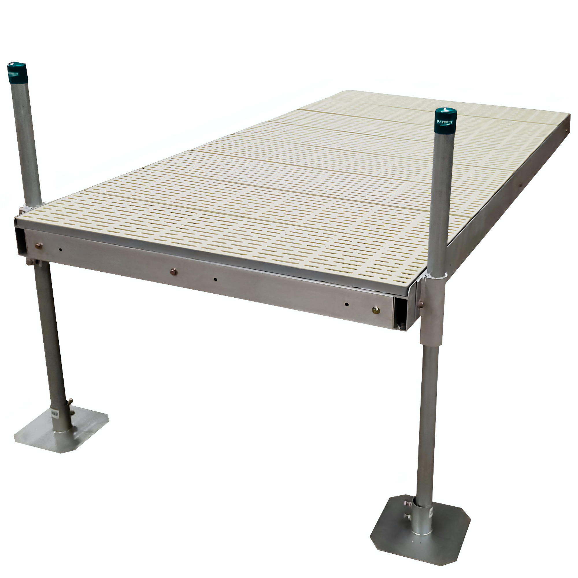Patriot Docks 4'x8' Low-Profile Stationary Pipe Dock (6' Pipe) (Tan Poly Decking)